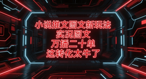 小说推文图文新玩法，实况图文，万播二十单，这转化太牛了！-最全项目网