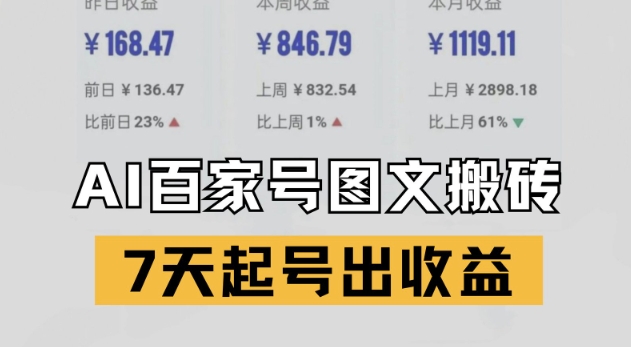 百家号搬砖新玩法，AI一键仿写爆文，7天起号出收益-最全项目网