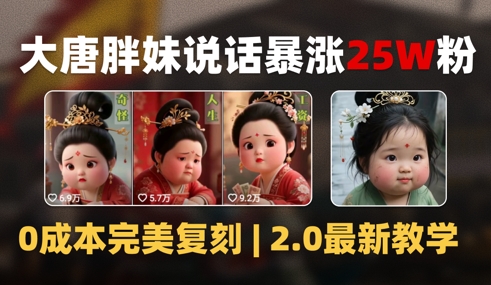 AI大唐胖贵妃说话2.0，40条视频暴涨40w粉，附独家变现攻略-最全项目网