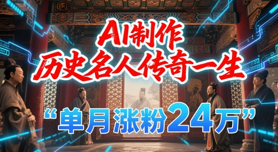 暴力起号！用AI制作历史名人传奇一生，单月涨粉24W，涨粉+变现赛道黑马来了-最全项目网