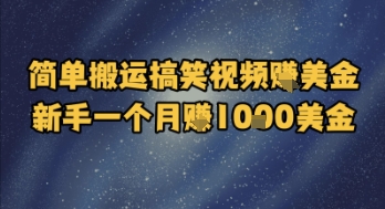 简单搬运搞笑视频挣美金，新手一个月入1k美金-最全项目网