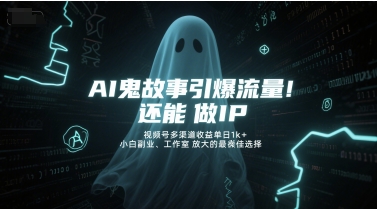 AI鬼故事引爆流量，还能做IP，视频号多渠道收益单日1k+，小白副业、工作室放大的最佳选择-最全项目网