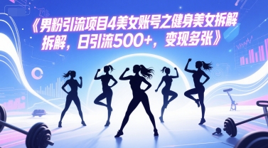 男粉引流项目4美女账号之健身美女拆解，日引流500+，变现多张-最全项目网