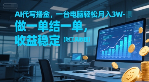 AI代写撸金，一台电脑轻松月入1-3W，做一单结一单，收益稳定【附工具教程】-最全项目网