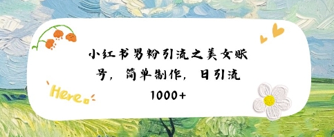 小红书男粉引流项目之美女账号6，简单制作，条条爆款原创，不违规-最全项目网