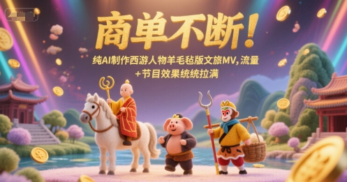 商单不断！纯AI制作西游人物羊毛毡版文旅MV，流量+节目效果统统拉满-最全项目网
