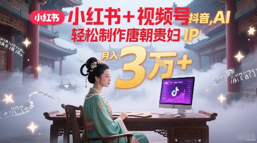 小红书+视频号+抖音，AI轻松制作唐朝贵妇IP，每天30分钟，轻松产出N条，月入3W+-最全项目网