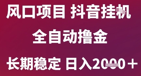 风口项目，六月最新玩法抖音无人挂G，全自动撸金，长期稳定 日入2k+【揭秘】-最全项目网