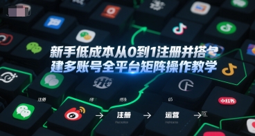 新手低成本从0到1注册并搭建多账号全平台矩阵操作教学，手机号-邮箱-IP-工具-最全项目网