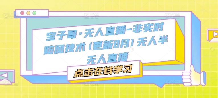 宝子哥·无人直播-非实时防风技术(更新25年6月)无人半无人直播-最全项目网