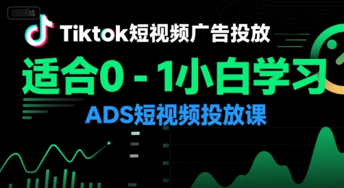 Tiktok短视频广告投放，适合0-1小白学习ADS短视频投放课-最全项目网