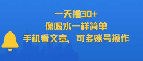 一天撸30+，像喝水一样简单，手机看文章，可多账号操作-最全项目网