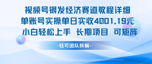 视频号银发经济赛道单账号实操单日实收1k+，小白轻松上手长期项目-最全项目网