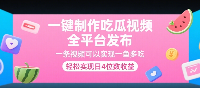 一键制作吃瓜视频，全平台发布，一条视频可以实现一鱼多吃，轻松实现日4位数收益【揭秘】-最全项目网