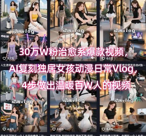 30万W粉治愈系爆款视频，AI复刻独居女孩动漫日常Vlog，4步做出温暖百W人的视频-最全项目网