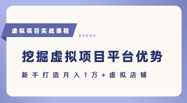 抓住虚拟项目各平台优势，新手轻松月入1W+(给出具体建议)-最全项目网