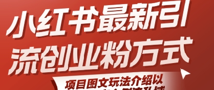 小红书最新引流创业粉方式，项目图文玩法介绍以及如何安全倒流私域-最全项目网