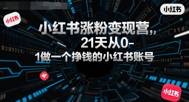 小红书涨粉变现营，21天从0-1做一个挣钱的小红书账号-最全项目网