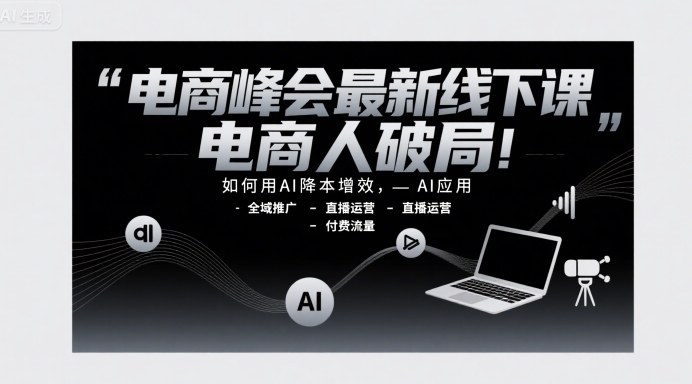 电商峰会最新线下课，电商人破局，如何用AI降本增效，AI应用-全域推广-直播运营-付费流量-最全项目网