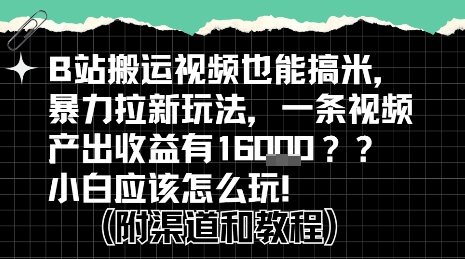 b站掘金计划？搬运视频也能挣拉新的收益，小白应该怎么玩！-最全项目网