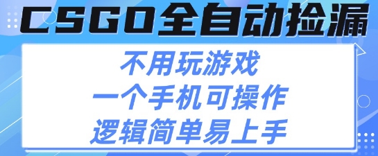 CSGO自动捡漏项目，最新独家玩法，不用挂G不用玩游戏，一个手机即可操作，新手小白轻松月入1W+【揭秘】-最全项目网