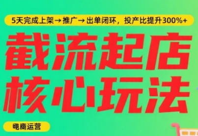 淘宝截流快速起店玩法，掌握暴力快速起店的流程，5天完成上架-推广-出单闭环-最全项目网