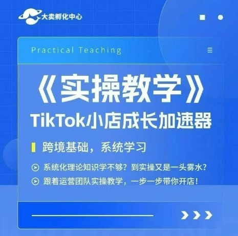 大卖家孵化中心TikTok实操课，TikTok小店成长加速器，跨境基础系统学习，一步一步带你开店-最全项目网