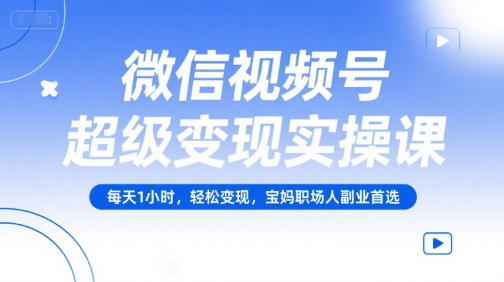 微信视频号超级变现实操课，每天1小时，轻松变现，宝妈职场人副业首选-最全项目网