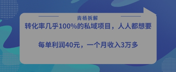 转化率最高的私域项目，每单利润40-50米，月入过1w-最全项目网