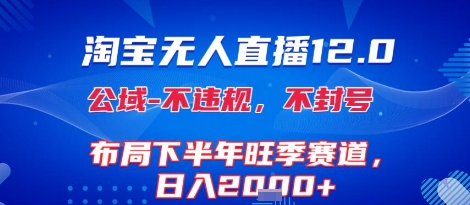 淘宝无人直播12.0，不封号，不违规，布局下半年旺季赛道，日入1k+(独家技术)【揭秘】-最全项目网