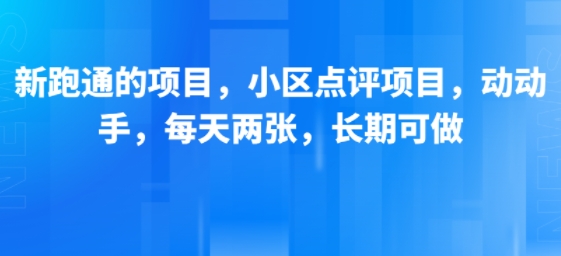 新跑通的项目，小区点评项目，动动手，每天两张，长期可做-最全项目网