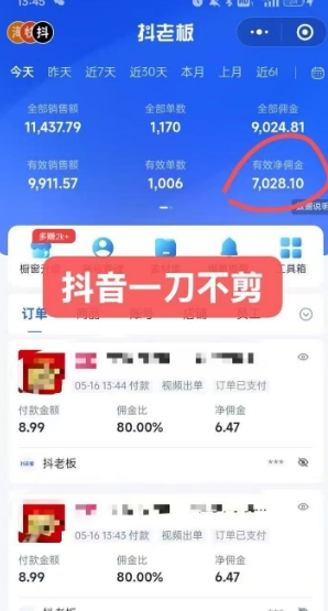 抖音短视频一刀不剪带货，不剪辑，不直播，每天发个视频，等着出单获取带货佣金-最全项目网