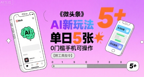 微头条AI新玩法，小白单日5张+，0门槛手机可操作【附工具指令】-最全项目网