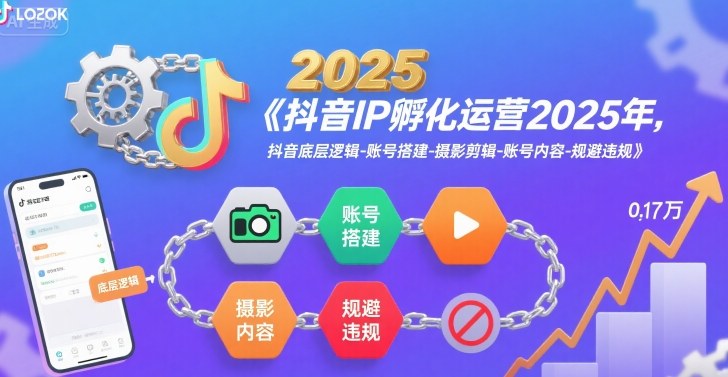 抖音IP孵化运营2025年，抖音底层逻辑-账号搭建-摄影剪辑-账号内容-规避违规-最全项目网