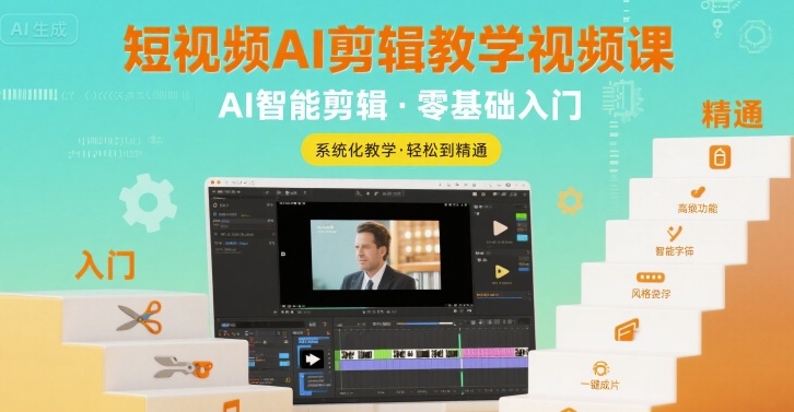 短视频AI剪辑教学视频课，入门到精通-最全项目网