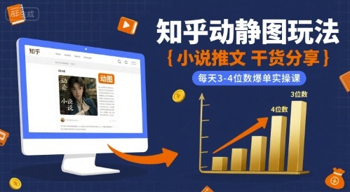 小说推文干货分享之知乎动静图玩法，每天3-4位数爆单实操课-最全项目网