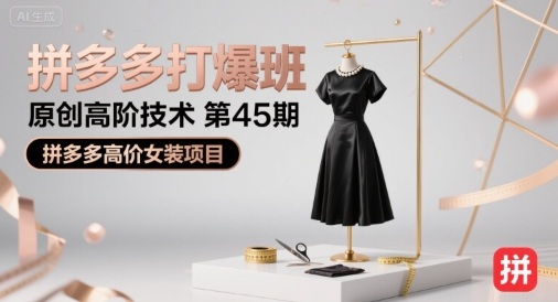 拼多多打爆班原创高阶技术第45期，拼多多高价女装项目-最全项目网