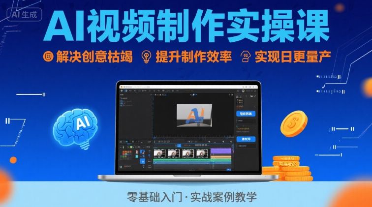 Ai视频制作实操课，解决创意枯竭、效率低下痛点，实现日更量产可持续变现-最全项目网