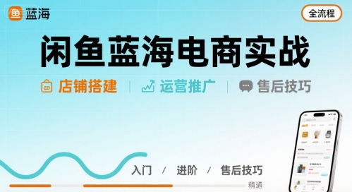 闲鱼蓝海电商实战，店铺搭建运营售后全流程-最全项目网