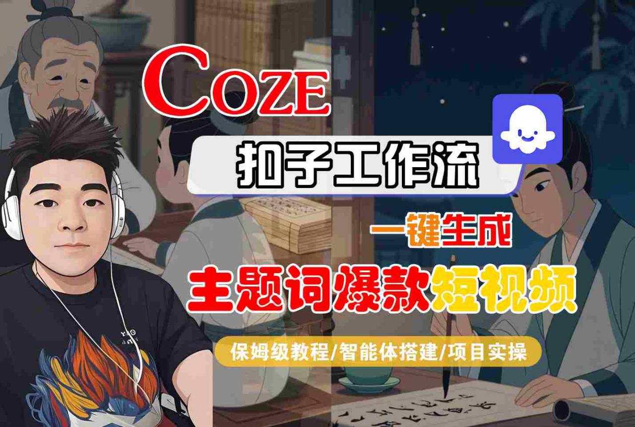 COZE扣子工作流一键生成主题词爆款短视频，保姆级教程-智能体搭建-项目实操-最全项目网