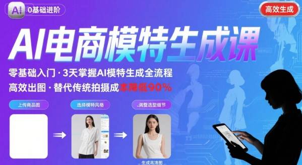 AI模特进阶课程，0基础高效生成逼真电商模特图-最全项目网