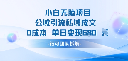 小白无脑项目公域引流私域成交0成本单日变现680米-最全项目网