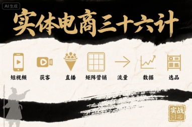 实体电商三十六计，短视频-获客-直播-矩阵营销-流量-数据-选品-最全项目网