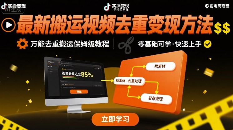 最新搬运视频去重变现方法，万能去重搬运保姆级教程-最全项目网