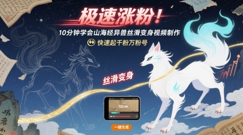 极速涨粉！10分钟学会山海经异兽丝滑变身视频制作，快速起千粉万粉号-最全项目网