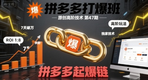拼多多打爆班原创高阶技术第47期，拼多多起爆链-最全项目网