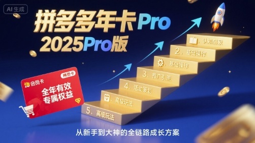 拼多多年卡2025Pro版，五大板块从认知到基础、从推广到活动、从活动到玩法-最全项目网