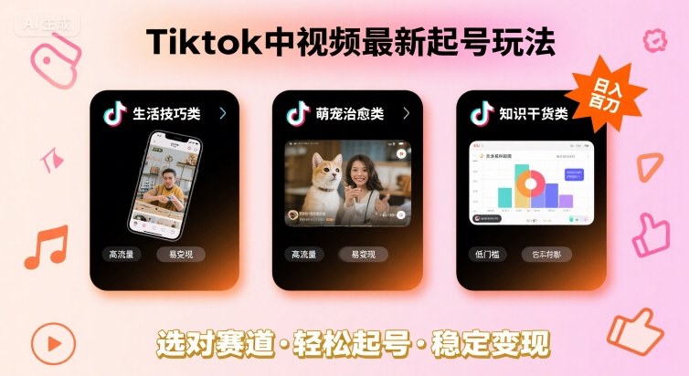 Tiktok中视频最新起号玩法，想要日入百刀，做好这几个赛道就可以了-最全项目网