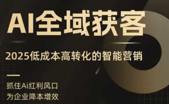 AI全域获客实训营，2025低成本高转化的智能营销，精准找客，高效营销-最全项目网
