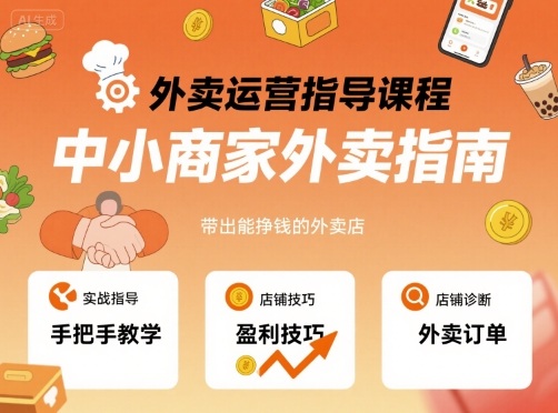 外卖运营指导课程，中小商家外卖指南，手把手带出能挣钱的外卖店-最全项目网